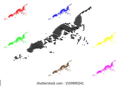 Aleutians East Borough, Alaska (Boroughs and census areas in Alaska, United States of America,USA, U.S., US) map vector illustration, scribble sketch Aleutian, Shumagin, Pavlof, Sanak Islands map