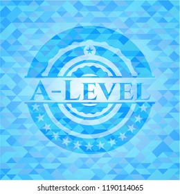 A-Level sky blue emblem with mosaic background