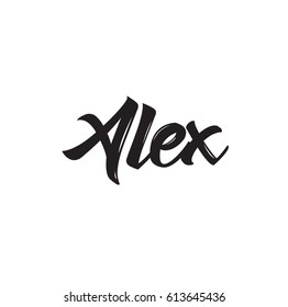 alex, text design. Vector calligraphy. Typography poster. Usable as background.