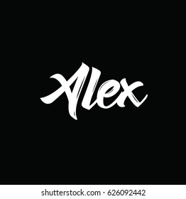 alex, text design. Vector calligraphy. Typography poster. Usable as background.