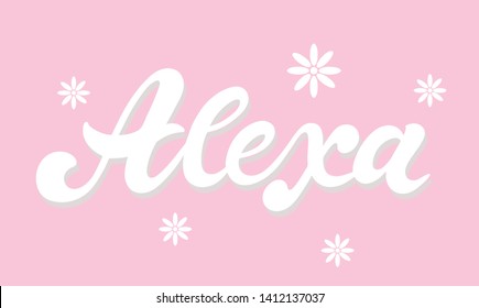 Alexa. Woman's Name. Hand Drawn Lettering. Vector Illustration