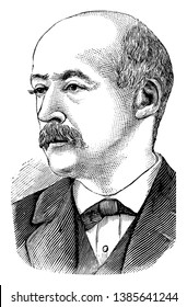 Alexander Agassiz, 1835-1910, he was an American scientist and engineer, vintage line drawing or engraving illustration