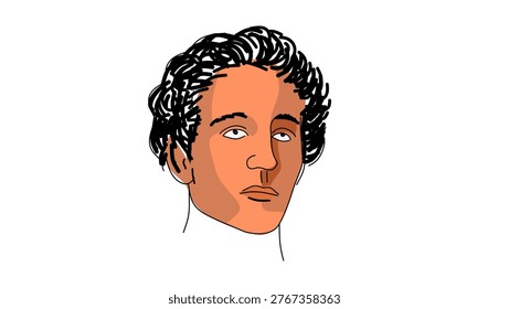 Alexander Blok portrait, flat vector illustration