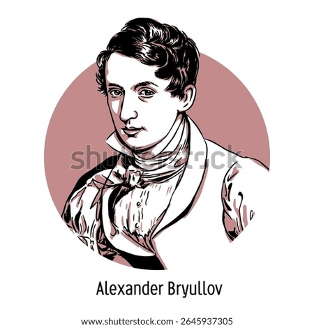 Alexander Bryullov - Russian architect, one of the most important St. Petersburg architects of the Nikolaev era, painter and watercolorist. This is a hand-drawn vector illustration.