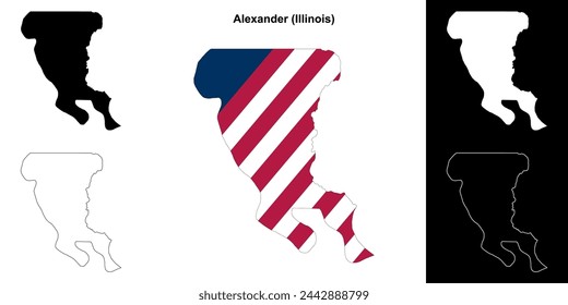 Alexander county (Illinois) outline map set