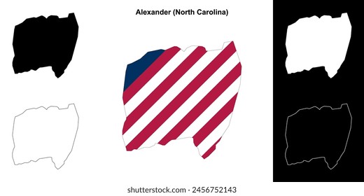 Alexander County (North Carolina) outline map set