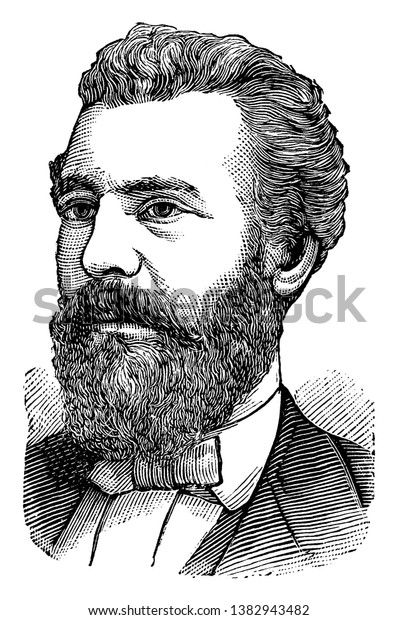 アレクサンダー グラハム ベル 1847年 1942年 は 科学者 技術者 電話の発明者で ベル カナダの創始者で ビンテージ線画や彫刻イラストを描いた のベクター画像素材 ロイヤリティフリー