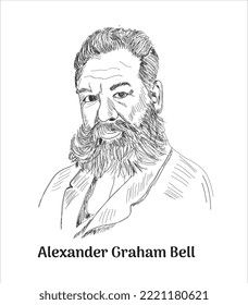 'Alexander Graham Bell' cartoon vector illustration portrait	