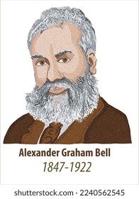 'Alexander Graham Bell' cartoon vector illustration portrait	