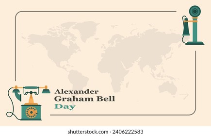 Alexander Graham Bell Day background with copy space area for content with that theme. Telephone inventor