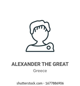 Alexander the great outline vector icon. Thin line black alexander the great icon, flat vector simple element illustration from editable greece concept isolated stroke on white background