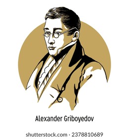 Alexander Griboyedov - Russian poet, prose writer, playwright, diplomat, linguist, historian. Hand drawn vector illustration.