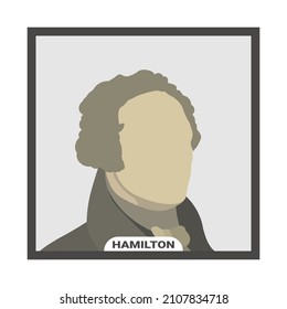 Alexander Hamilton, American Statesman, One Of The Founding Fathers Of The United States. Stylized Vector Portrait On White Background