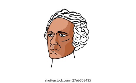 Alexander Hamilton portrait, flat vector illustration
