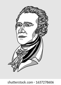 Alexander Hamilton sculpture. Vector illustration hand drawn.