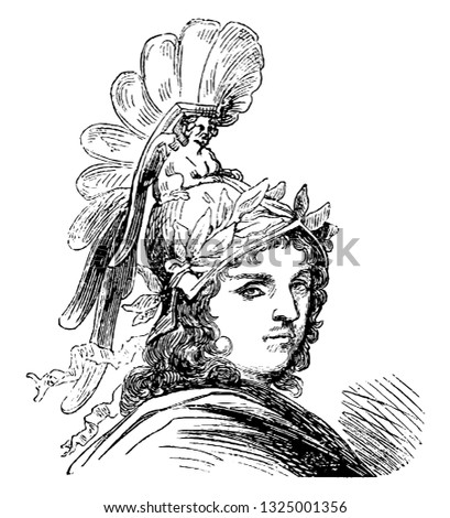 Alexander, the king of Macedonia was the subject of prodigious legends at the Orientals who was taught magic by Aristotle, vintage engraved line art illustration. Infernal Dictionary 1863.