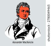 Alexander Mackenzie – Scottish Canadian Explorer and Pioneer of North American Exploration. Hand-drawn illustration