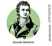 Alexander Mackenzie – Scottish Canadian Explorer and Pioneer of North American Exploration. Hand-drawn illustration