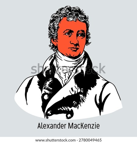 Alexander Mackenzie – Scottish Canadian Explorer and Pioneer of North American Exploration. Hand-drawn illustration