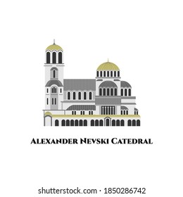 Alexander Nevsky Kathedrale, Sofia, Bulgarien. Der beeindruckendste Ort der Stadt. Erbe der Stadt und ein echtes architektonisches Juwel. Ein tolles Reiseziel für Touristen. Flachkartographie-Vektorgrafik
