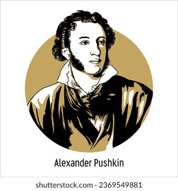 Alexander Pushkin was a Russian poet, playwright and prose writer who laid the foundations of the Russian realist movement. Hand drawn vector illustration.