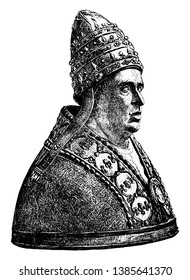 Alexander VI, 1431-1503, he was a pope of Renaissance from 1492 to 1503, vintage line drawing or engraving illustration