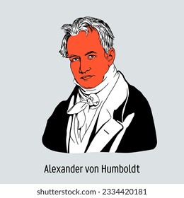 Alexander von Humboldt - German geographer, naturalist and traveler, one of the founders of geography as an independent science. Hand drawn vector illustration.