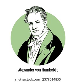 Alexander von Humboldt era geógrafo, naturalista y viajero alemán, uno de los fundadores de la geografía como ciencia independiente. Ilustración vectorial dibujada a mano.