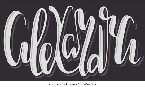 Alexandra Woman's name Hand sketched lettering vector illustration with shadow and highlights. EPS 10. Template as banner, card, design, print, poster, bag. Modern calligraphy. Drawn inspirational. 