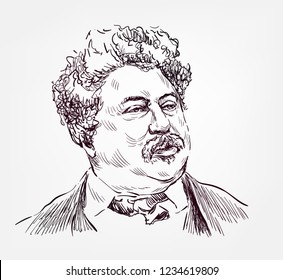 Alexandre Dumas sketch style vector portrait