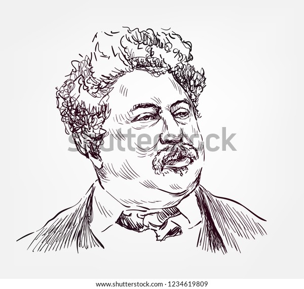 Alexandre Dumas sketch style vector portrait