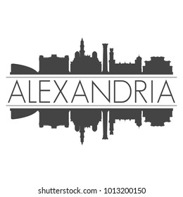 Alexandria Egypt Africa Skyline Vector Art Mirror Silhouette Emblematic City Buildings