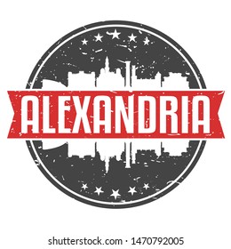 Alexandria Egypt Round Travel Stamp. Icon Skyline City Design. Seal Tourism Seal Badge Illustration.