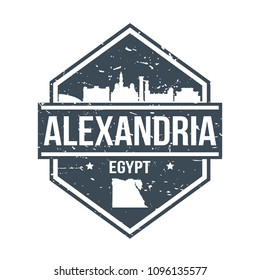 Alexandria Egypt Travel Stamp Icon Skyline City Design Tourism Art vector Stamp.