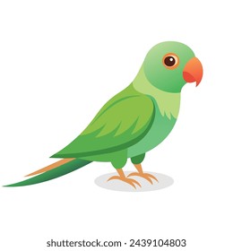 Alexandrine parakeet Bird flat vector illustration