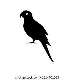 Alexandrine ringneck parrot silhouette icon in flat style. Exotic tropical bird symbol isolated on white background