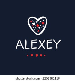 (Alexey) Nombre de caligrafía, Ilustración vectorial.