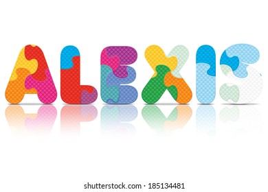 ALEXIS written with alphabet puzzle - vector illustration