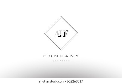 alf a l f retro vintage simple rhombus three 3 letter combination black white alphabet company logo line design vector icon template 