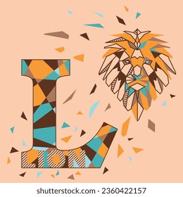 Alfabet letter L geometric Lion