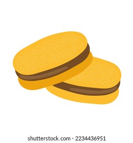 Alfajor de maicena, traditional Chilean sandwich cookies filled with condensed milk or chocolate. Isolated vector clip art illustration.