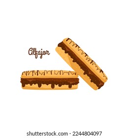 Alfajor latin food. 
Cookies with chocolate and caramel. Vector illustration in cartoon style