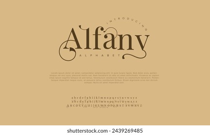 Alfany premium luxury arabic alphabet letters and numbers. Elegant islamic typography ramadan wedding serif font decorative vintage. Creative vector illustration