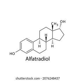 Alfatradiol molecular structure, flat skeletal chemical formula. 5ARi drug used to treat Male pattern hair loss. Vector illustration.