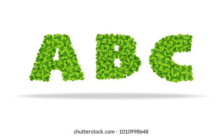 Alfavit from the leaves of the clover. Letters ABC.