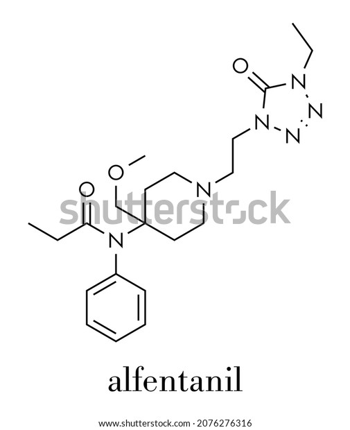 Alfentanil Opioid Analgesic Drug Molecule Skeletal Stock Vector ...