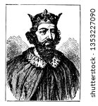 Alfred the Great 849 to 899 he was the king of Wessex from 871 to 899 vintage line drawing or engraving illustration