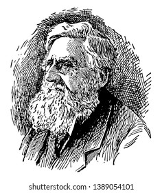 Alfred Russel Wallace, 1823-1913, he was a British naturalist, explorer, geographer, anthropologist, and biologist, vintage line drawing or engraving illustration