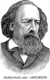 Alfred Tennyson, Vintage Engraved Illustration