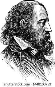 Alfred Tennyson, vintage engraved illustration